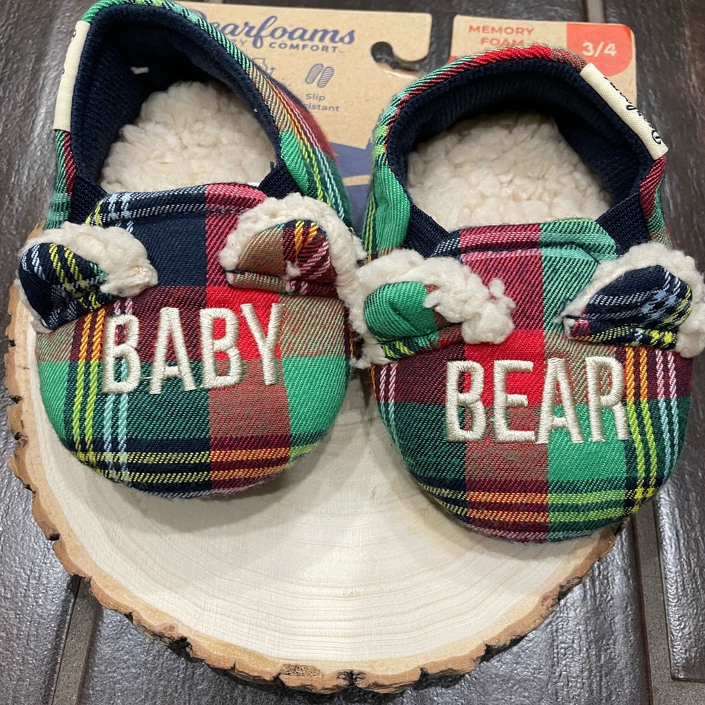 Baby Bear 🐻 Slippers, Size 3/4, Dearfoams, Slip Resistant, Memory Foam, NWT